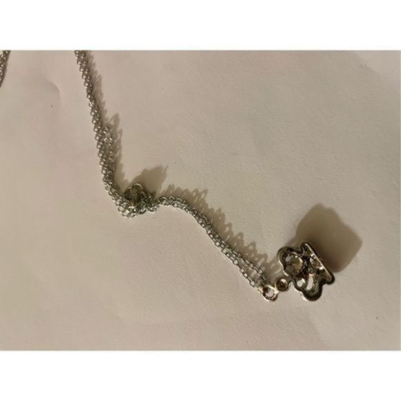 PINK OPAL WHITE SAPPHIRE ON SILVER CROWN NECKLACE - Picture 5 of 7